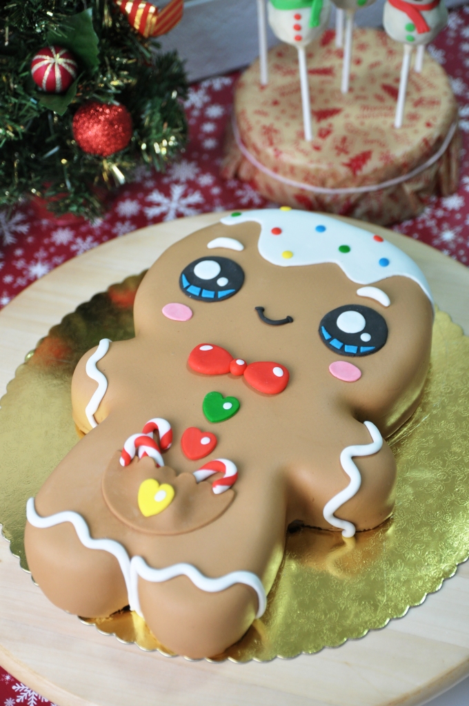 Giant Gingerbread Man Cake (Bonus Snowman Cake Pops)